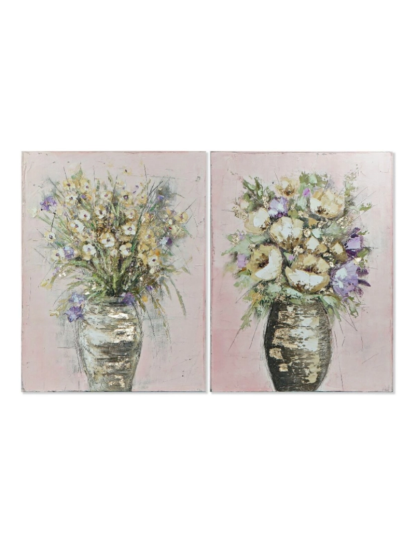 imagem de Pintura DKD Home Decor Vases 90 x 3,5 x 119,5 cm Vaso Shabby Chic (2 Unidades)1