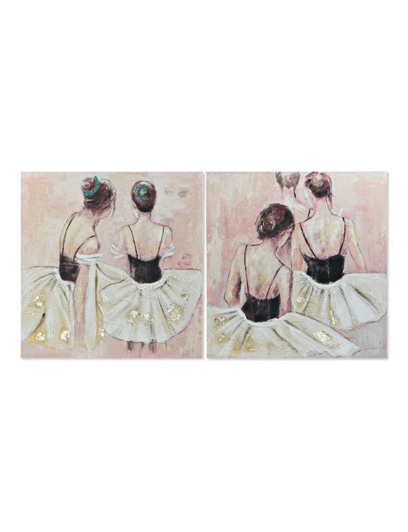 imagem de Pintura DKD Home Decor Dancers 100 x 3,5 x 100 cm Bailarina Ballet Romântico (2 Unidades)1