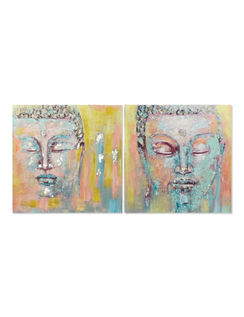 DKD Home Decor - Pintura DKD Home Decor Buda 100 x 3,5 x 100 cm Buda Oriental (2 Unidades)