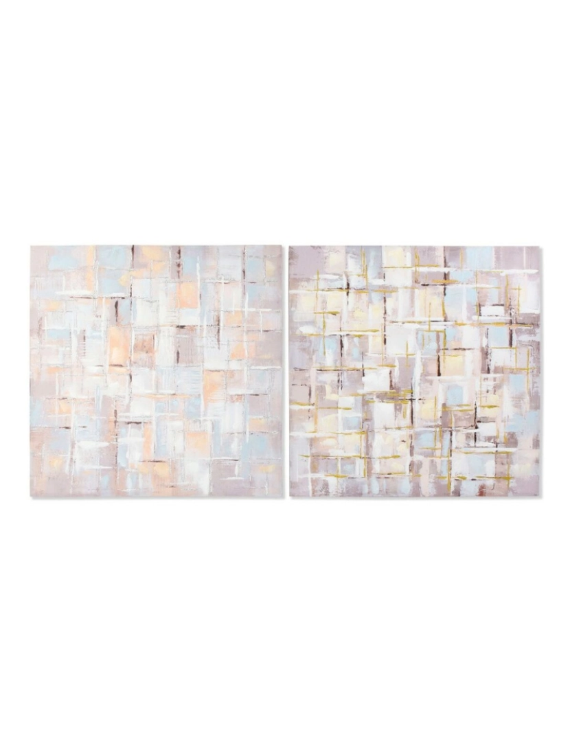 DKD Home Decor - Pintura DKD Home Decor Squares Abstrato 100 x 3 x 100 cm Moderno (2 Unidades)