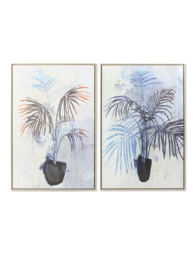 DKD Home Decor - Pintura DKD Home Decor Planta 83 x 4,5 x 123 cm Escandinavo (2 Unidades)