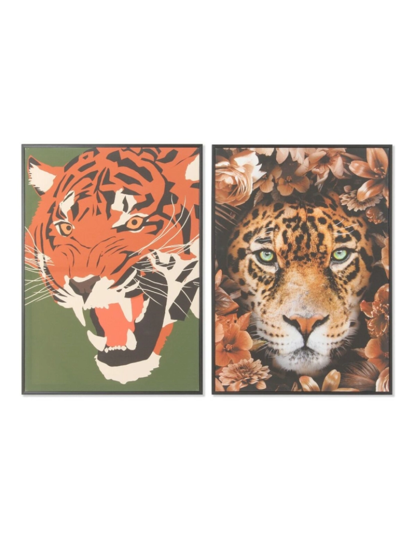 DKD Home Decor - Pintura DKD Home Decor 52 x 2,7 x 72 cm Tigre Moderno (2 Unidades)