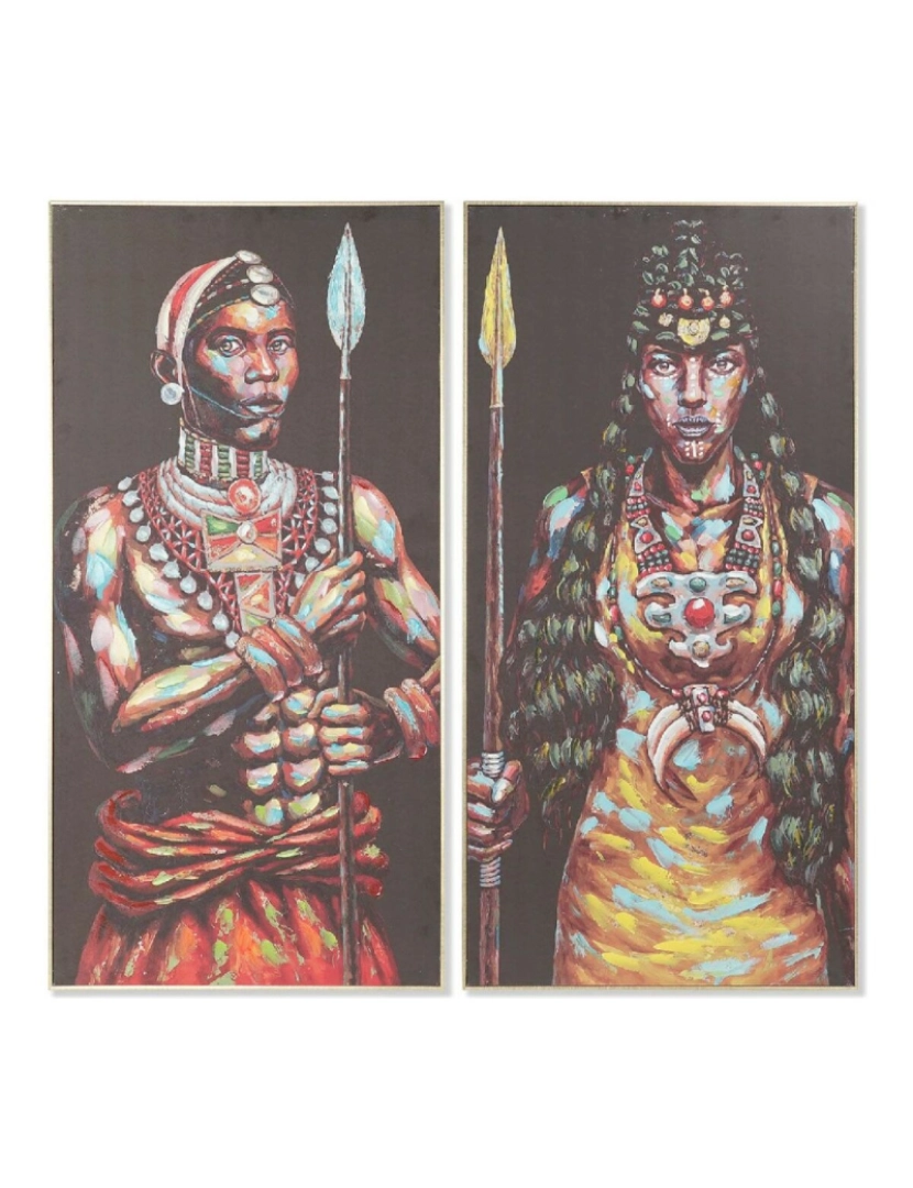 DKD Home Decor - Pintura DKD Home Decor 60 x 5 x 120 cm Colonial Africano (2 Unidades)