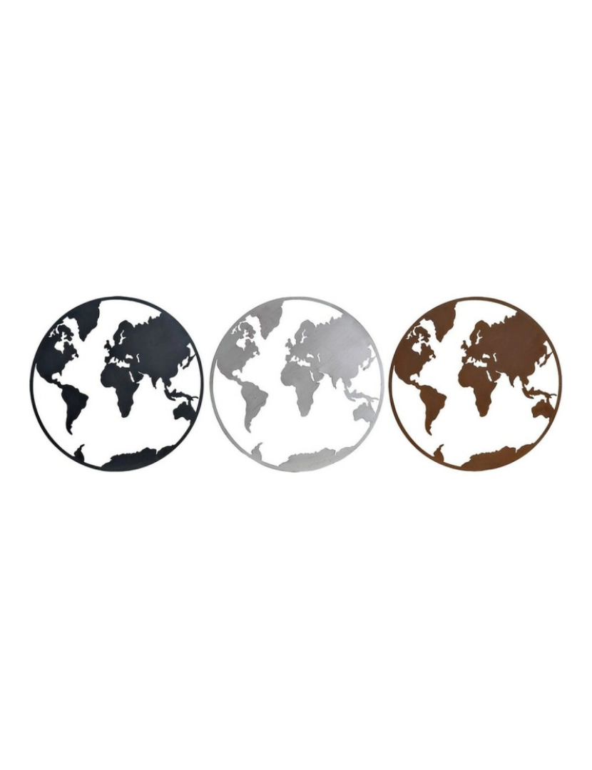 imagem de Figura Decorativa DKD Home Decor Mapa do Mundo Preto Cobre Branco 60 x 1 x 60 cm (3 Peças)1