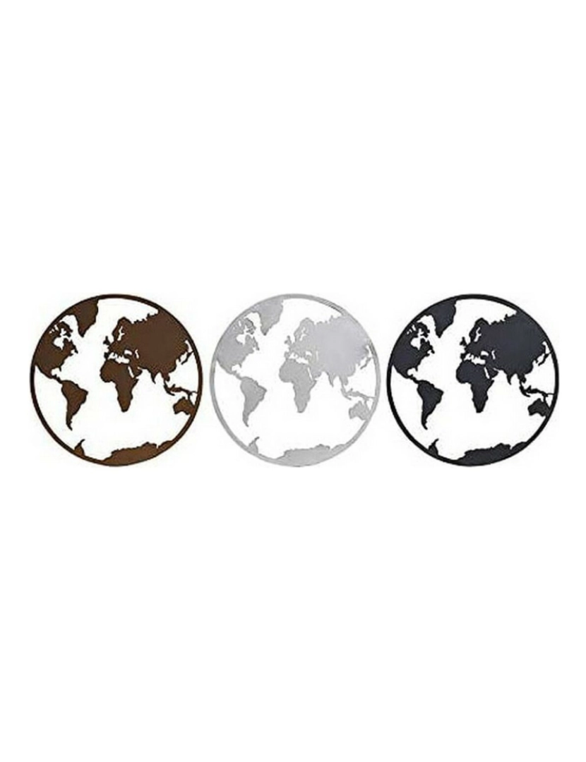 imagem de Figura Decorativa DKD Home Decor Mapa do Mundo Preto Cobre Branco 40 x 1 x 40 cm (3 Peças)1