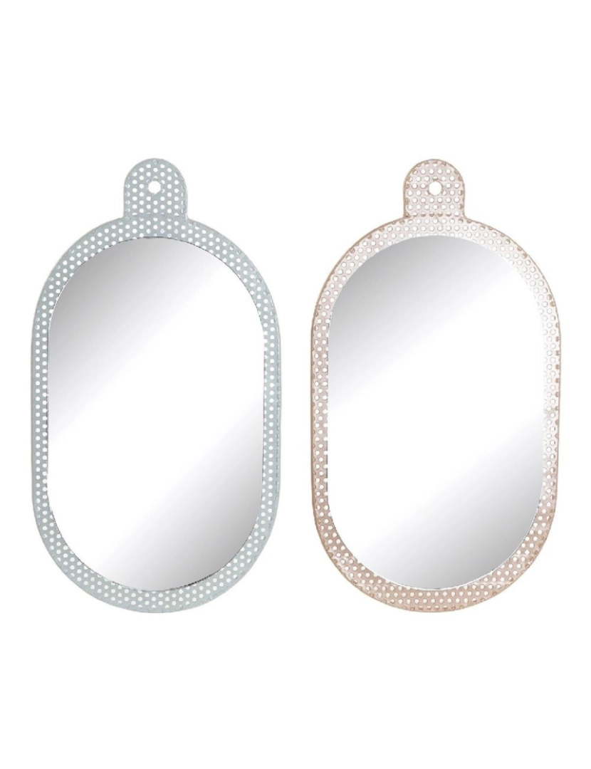 DKD Home Decor - Espelho de parede DKD Home Decor Branco Cor de Rosa Metal Cristal 22 x 1,5 x 40 cm (2 Unidades)