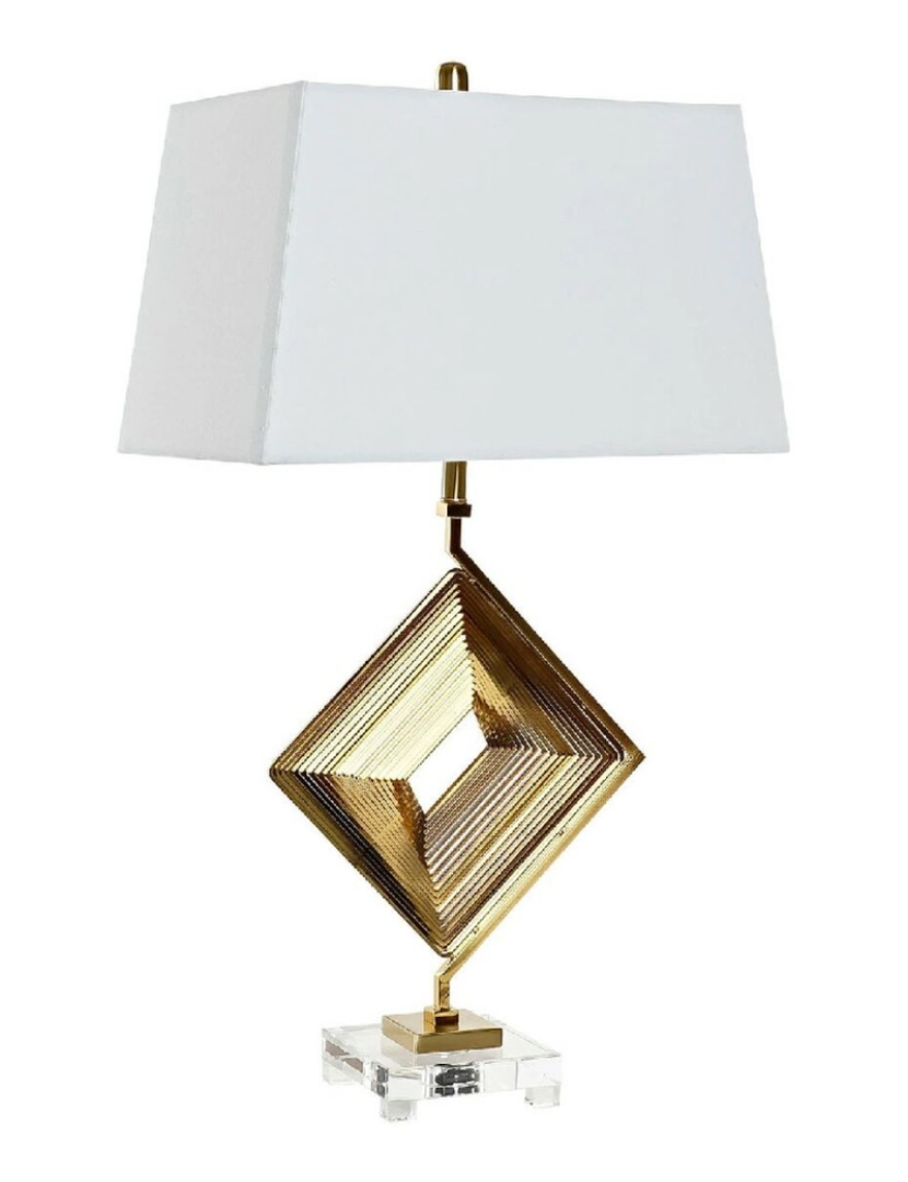 DKD Home Decor - Lâmpada de mesa DKD Home Decor Branco Poliéster Metal Cristal 220 V Dourado 60 W (43 x 25 x 75 cm)