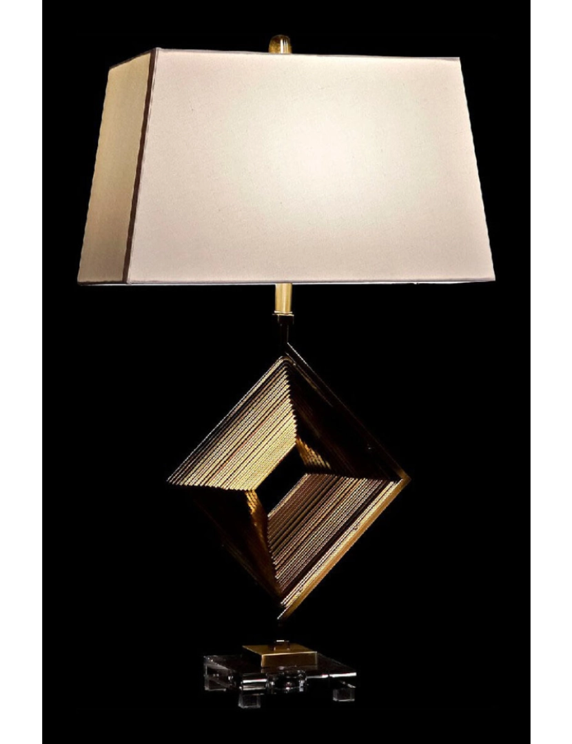 imagem de Lâmpada de mesa DKD Home Decor Branco Poliéster Metal Cristal 220 V Dourado 60 W (43 x 25 x 75 cm)2