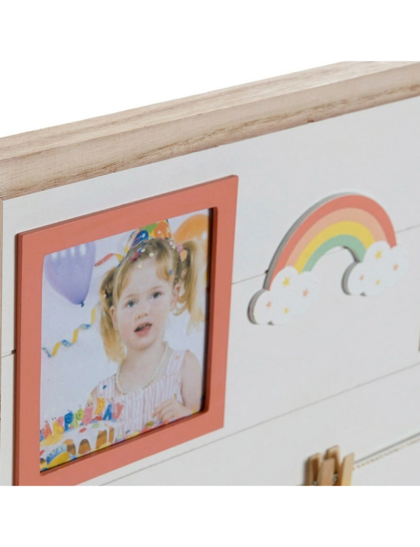 imagem de Quadro Portafotos com Molas DKD Home Decor Madeira MDF Infantil Arco-íris 42 x 2 x 32 cm (2 Unidades)2