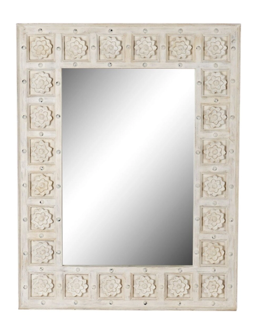 DKD Home Decor - Espelho de parede DKD Home Decor Branco Madeira de mangueira Decapé (93,5 x 4,7 x 120,3 cm)