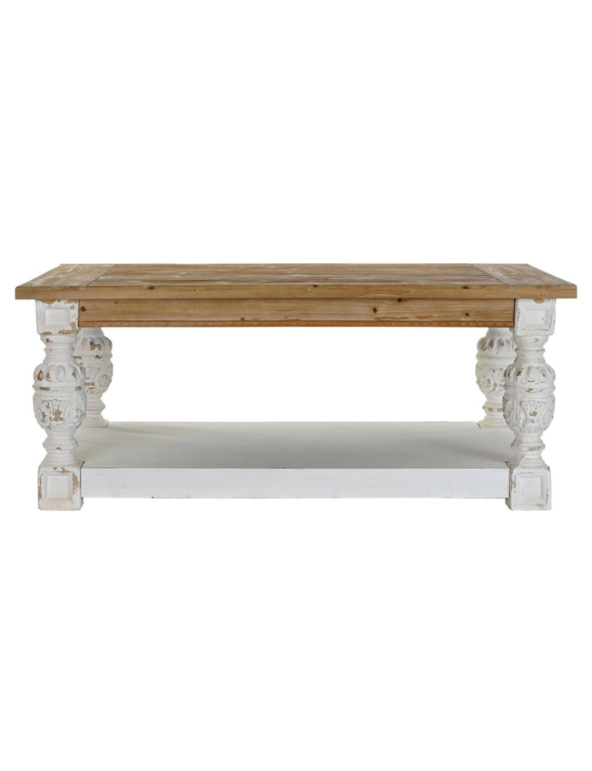 DKD Home Decor - Mesa de apoio DKD Home Decor Abeto Alumínio Branco Marrom claro 120 x 70 x 50 cm Madeira MDF