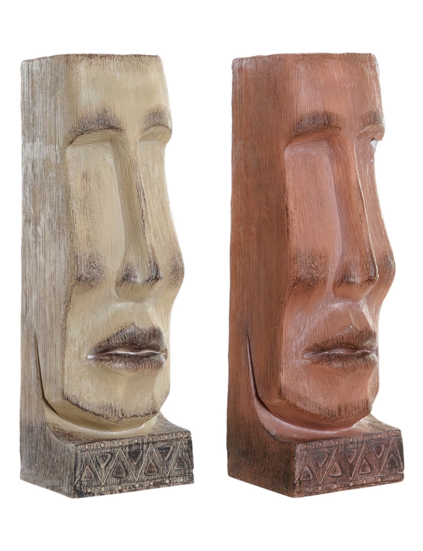 DKD Home Decor - Plantador DKD Home Decor 16 x 17 x 49 cm Face Bege Terracota Resina (2 Unidades)