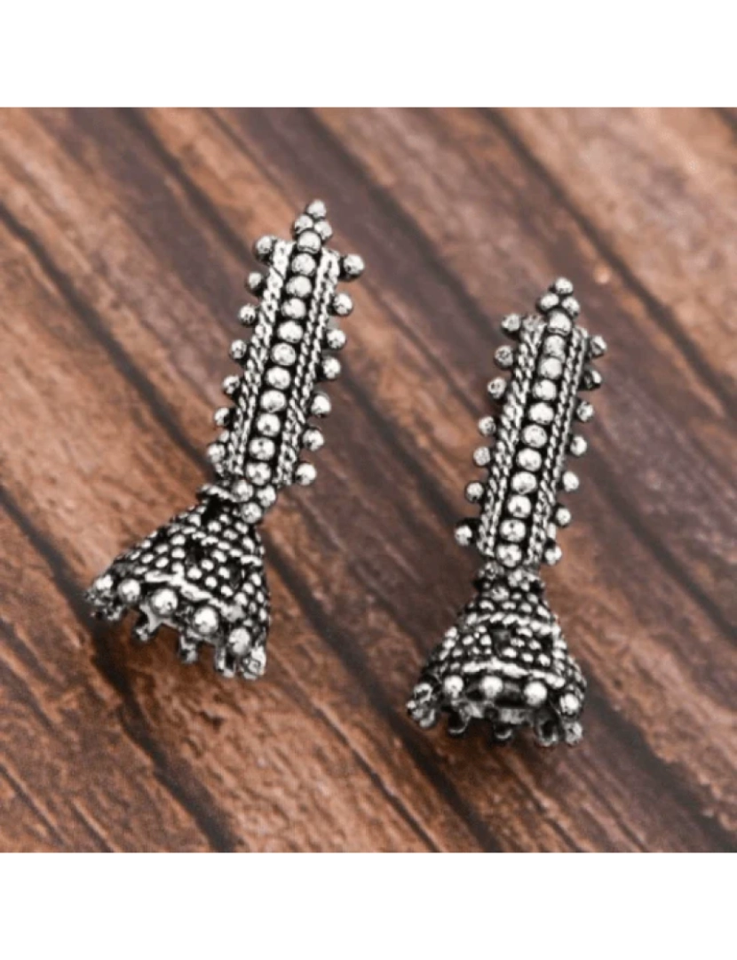 imagem de Pequeno boêmio Trinket indiano oxidado Boho Drop étnico Studs Jhumkis Brincos2