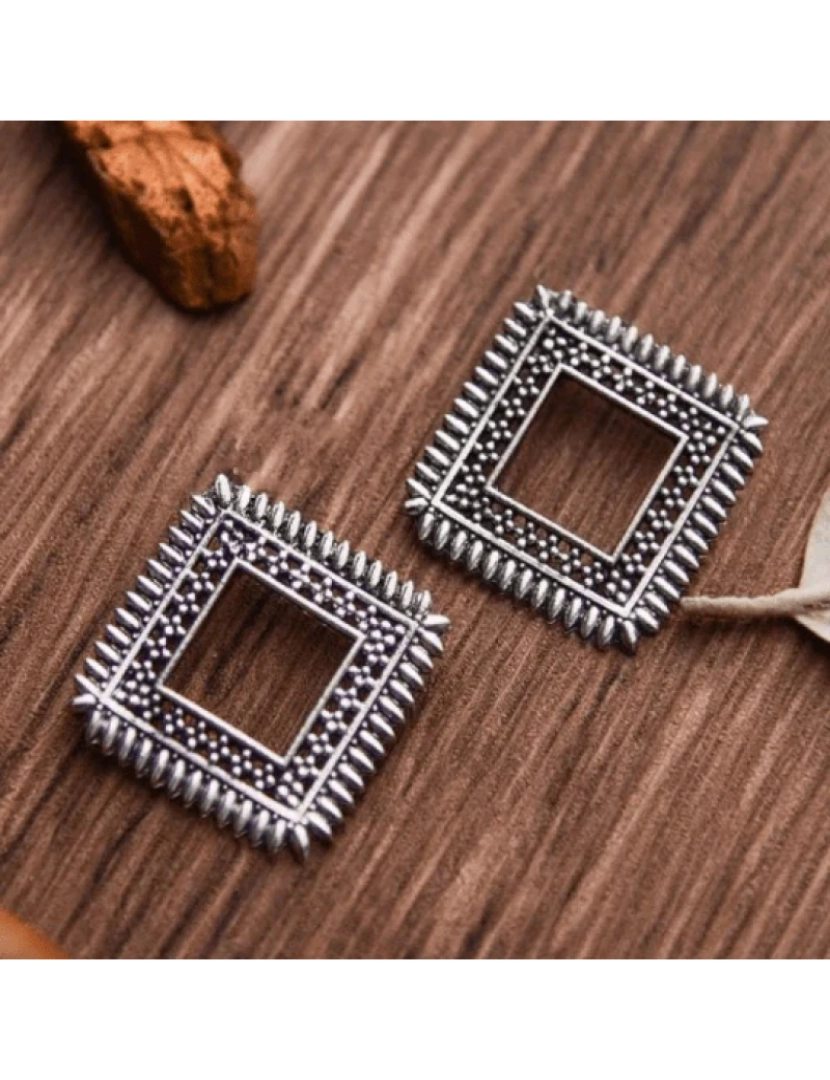 imagem de Oxidado Boho Square Bohemian Geoometric Indian Asian Studs Jhumkis Brincos1