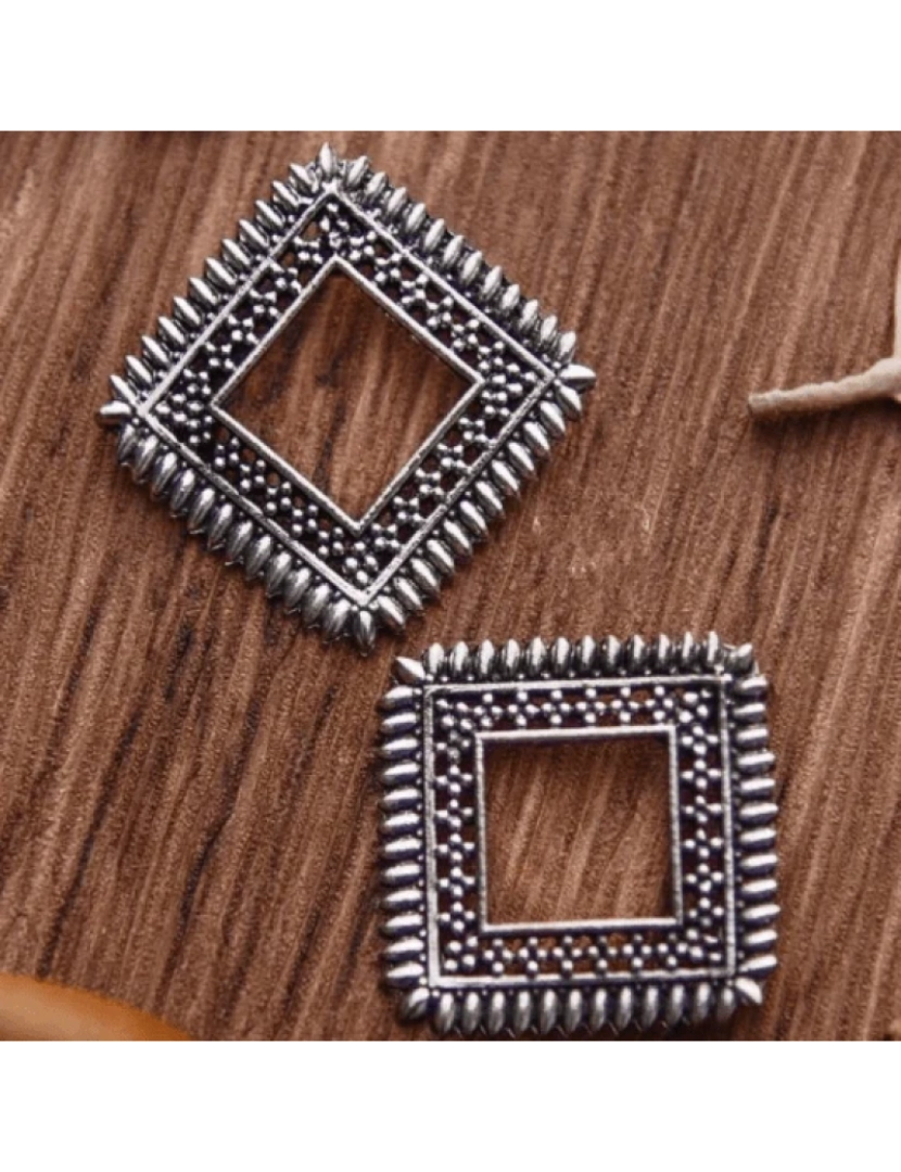 imagem de Oxidado Boho Square Bohemian Geoometric Indian Asian Studs Jhumkis Brincos2