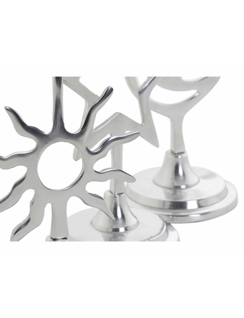 imagem de Candelabro DKD Home Decor Prateado Alumínio Estrela Lua Sol 12,5 x 10,5 x 26,5 cm (3 Peças)2