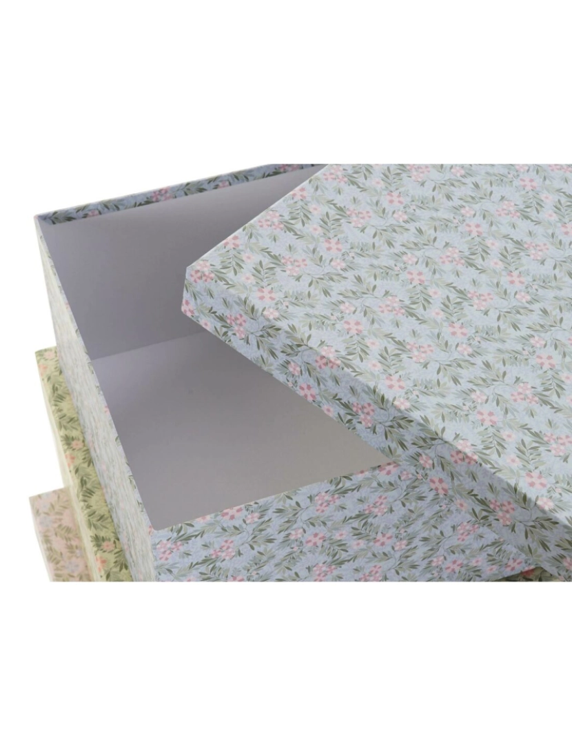 imagem de Conjunto de Caixas de Organização Empilháveis DKD Home Decor Bloemen Cartão (43,5 x 33,5 x 15,5 cm)2