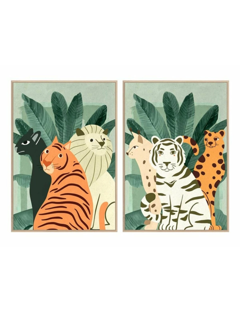 DKD Home Decor - Pintura DKD Home Decor 83 x 4,5 x 123 cm Tropical animais (2 Unidades)