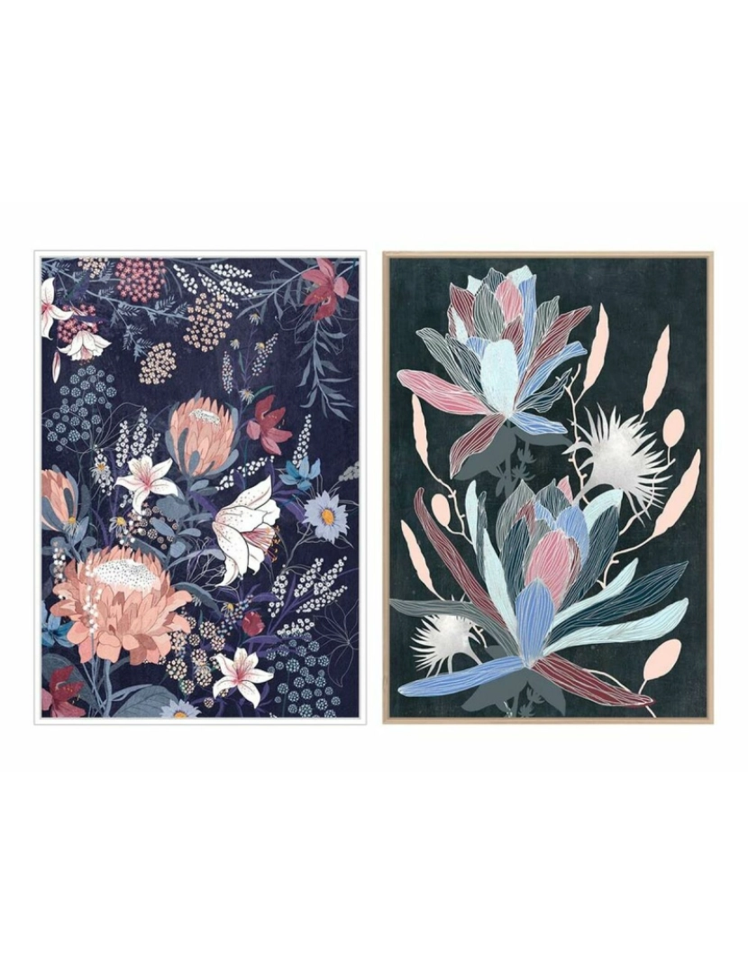 DKD Home Decor - Pintura DKD Home Decor 53 x 4,3 x 73 cm Bloemen Moderno (2 Unidades)