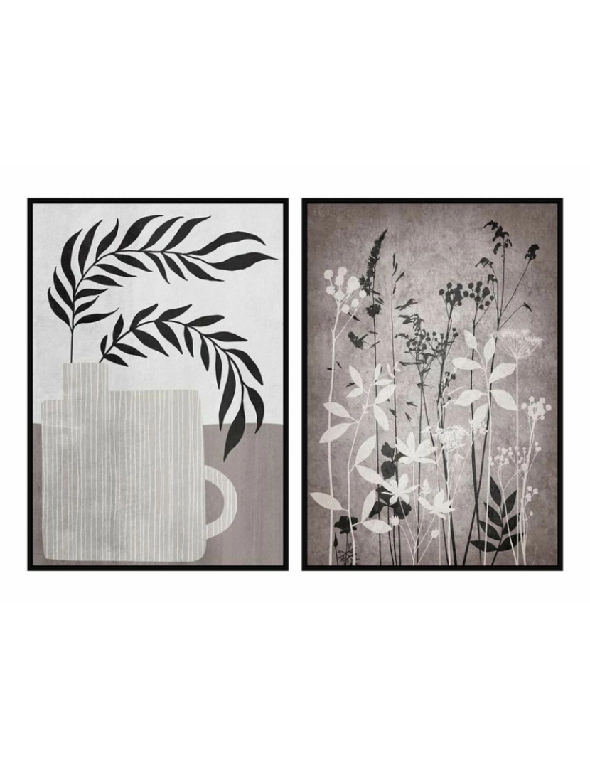 imagem de Pintura DKD Home Decor 53 x 4,5 x 73 cm Moderno Folha de planta (2 Unidades)1
