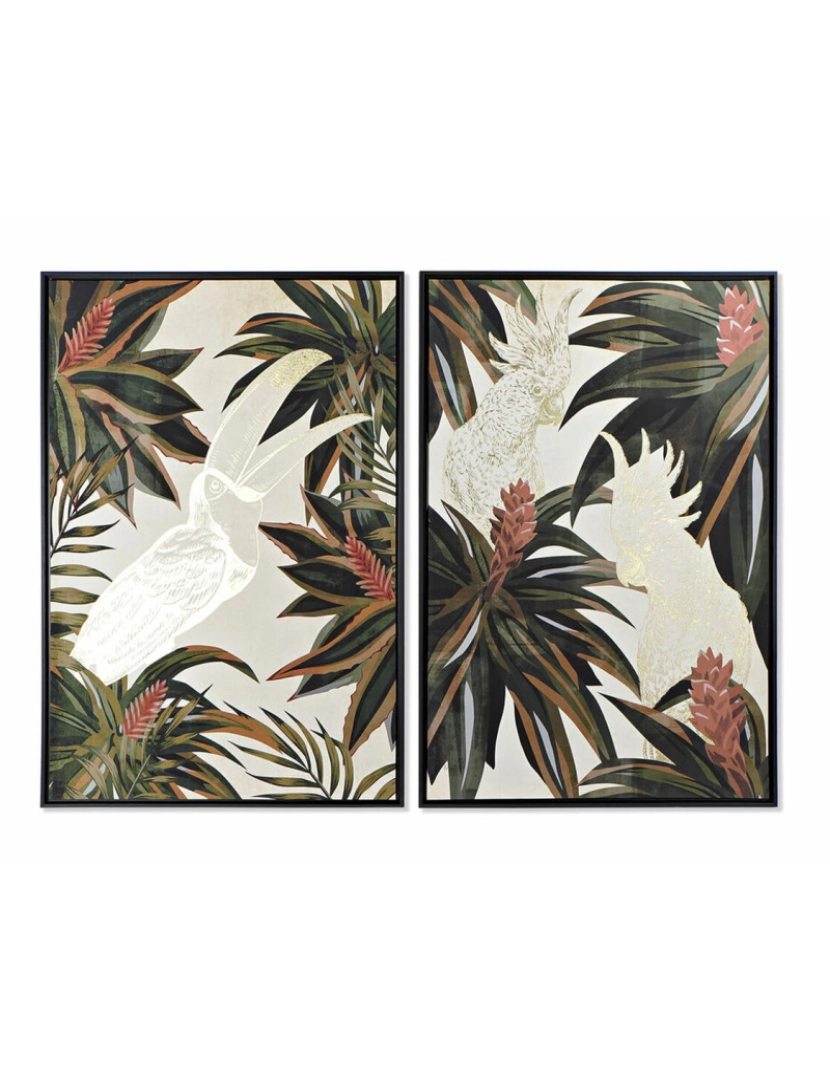 imagem de Pintura DKD Home Decor 84 x 4,5 x 124 cm Papagaio Tropical (2 Unidades)1