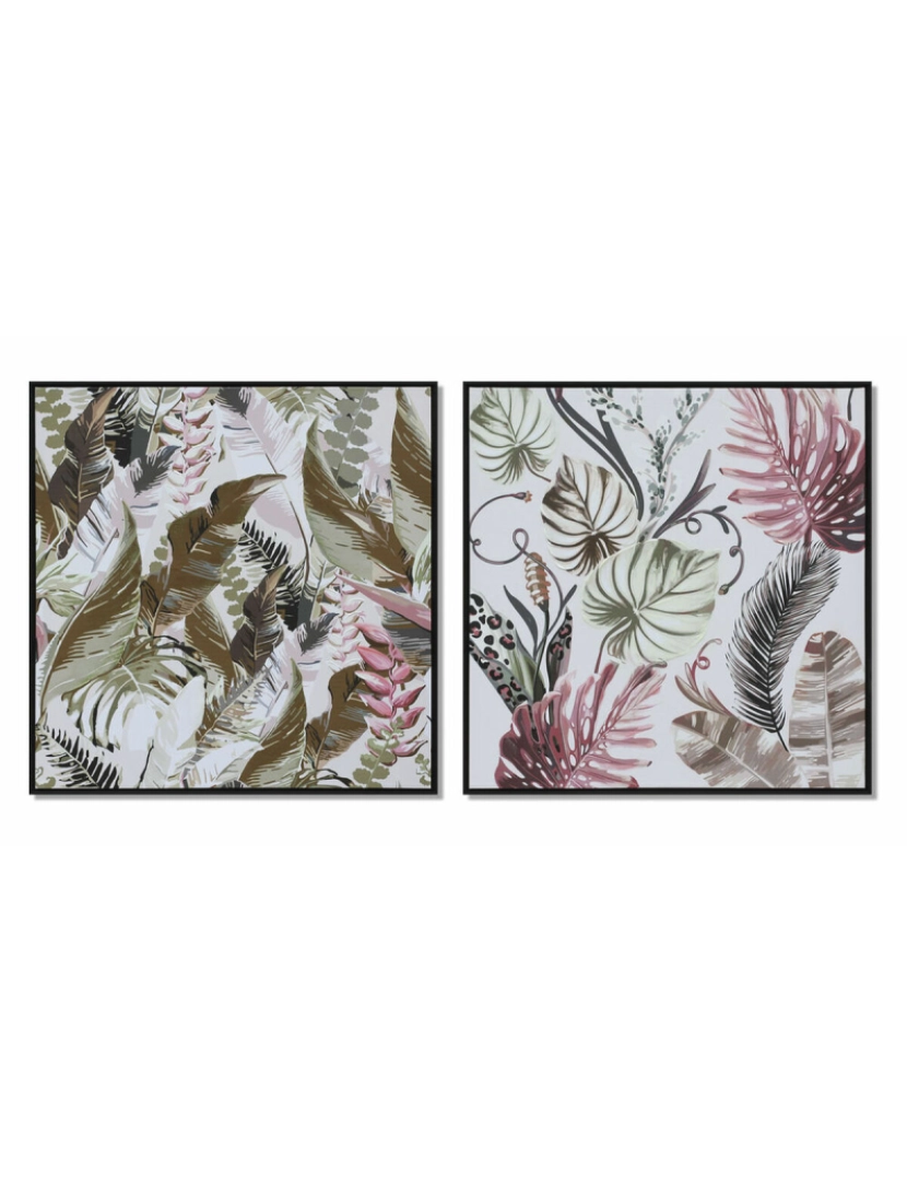 imagem de Pintura DKD Home Decor 82,5 x 4,5 x 82,5 cm Tropical Folha de planta (2 Unidades)1