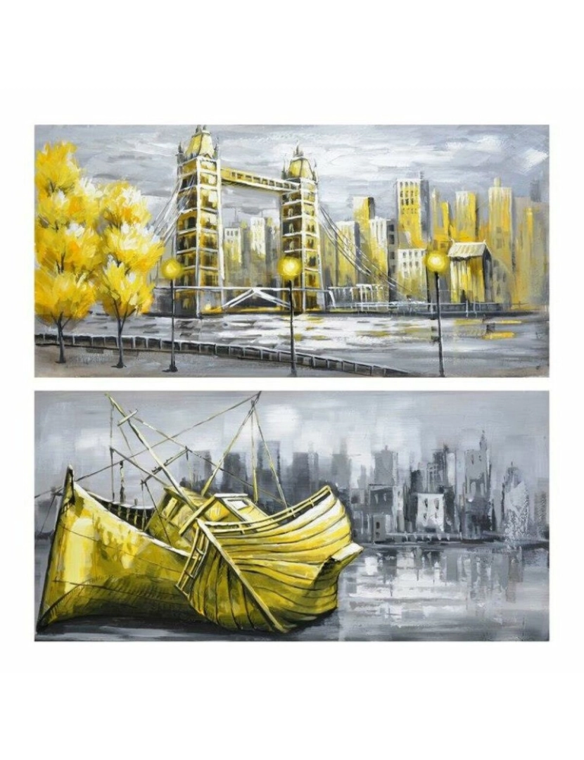 DKD Home Decor - Pintura DKD Home Decor Cidade 120 x 3 x 60 cm Loft (2 Unidades)