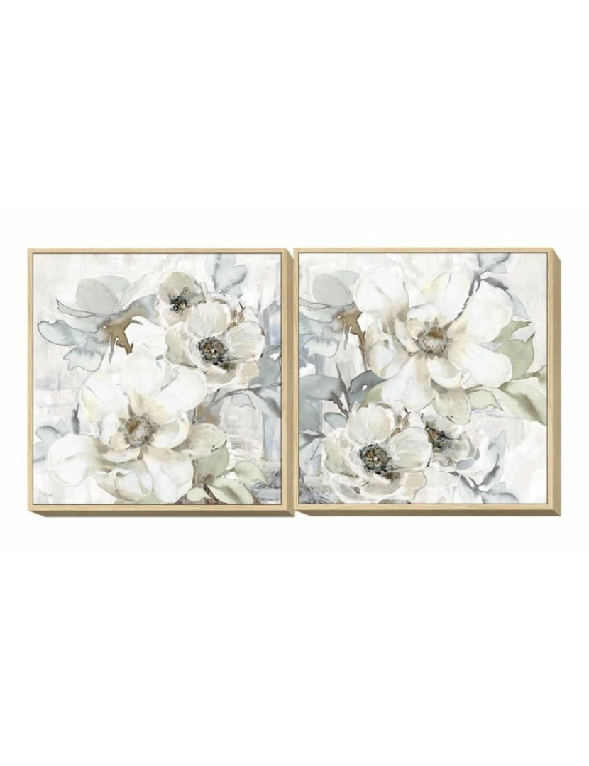 DKD Home Decor - Pintura DKD Home Decor 80 x 4 x 80 cm Bloemen Shabby Chic (2 Unidades)