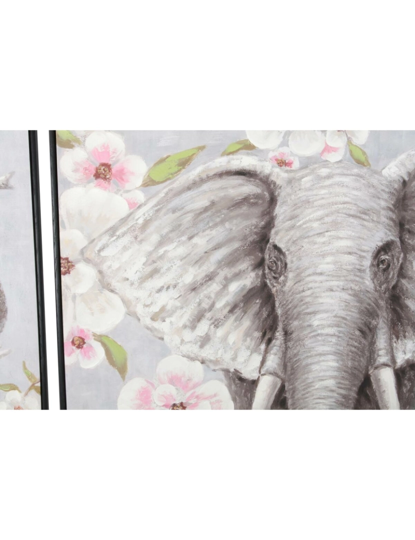 imagem de Pintura DKD Home Decor Elefante 100 x 3,5 x 100 cm Colonial Bloemen (2 Unidades)2