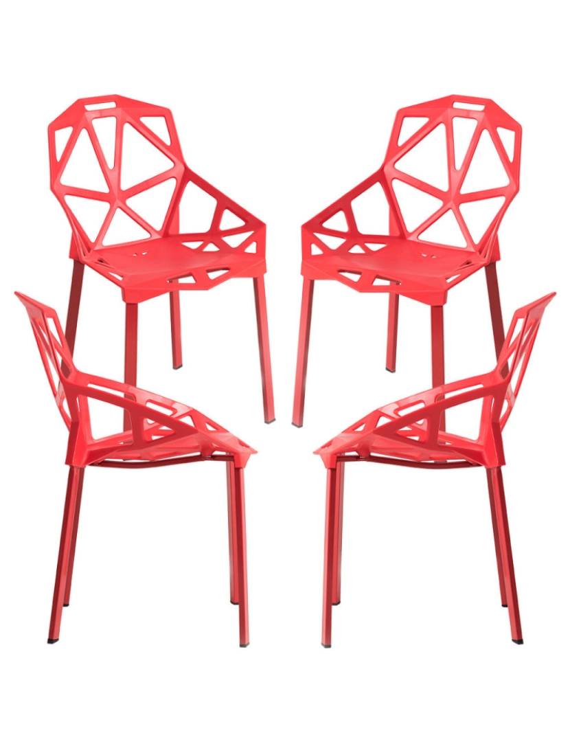 imagem de Pack 4 Cadeiras Omega - Vermelho1