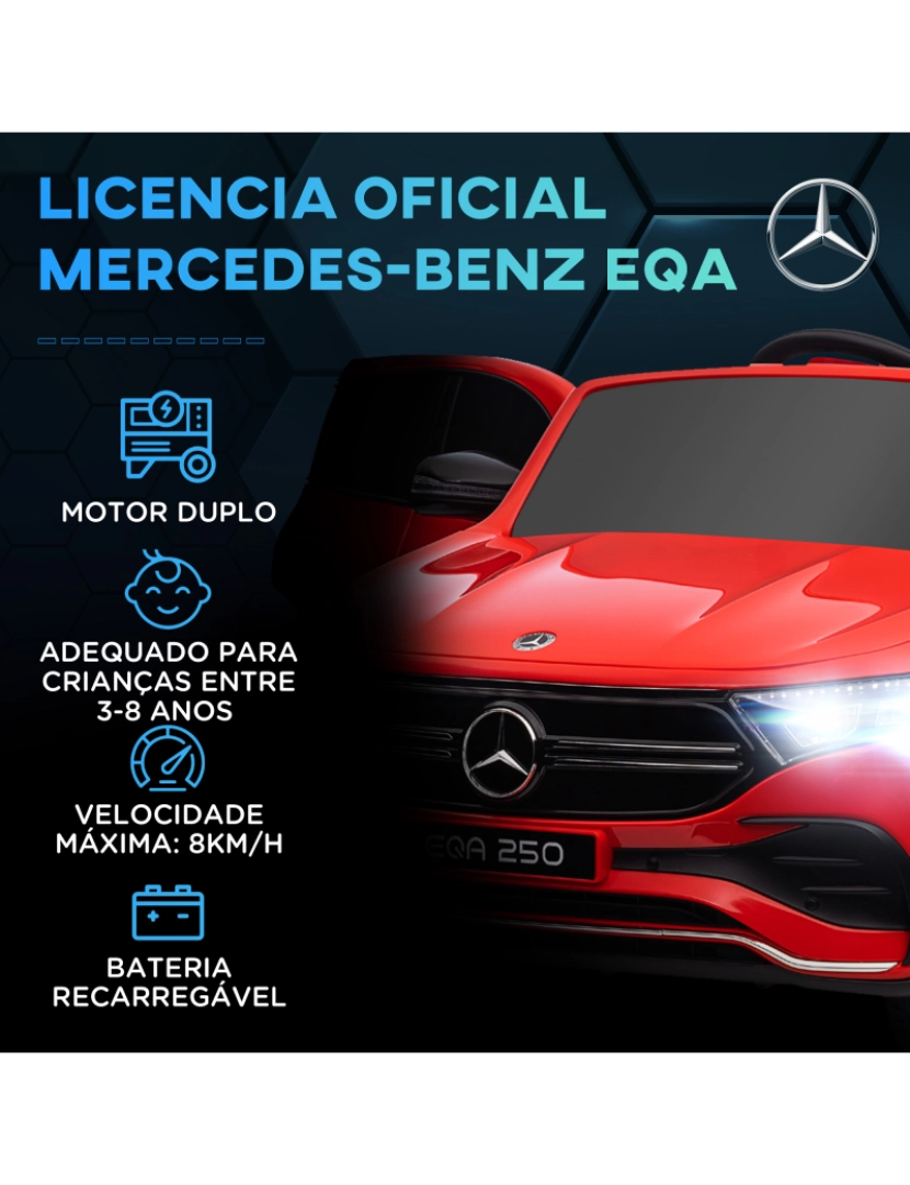 imagem de Carro Elétrico para Crianças 111,5x69x52,5cm cor vermelho 370-280V90RD4