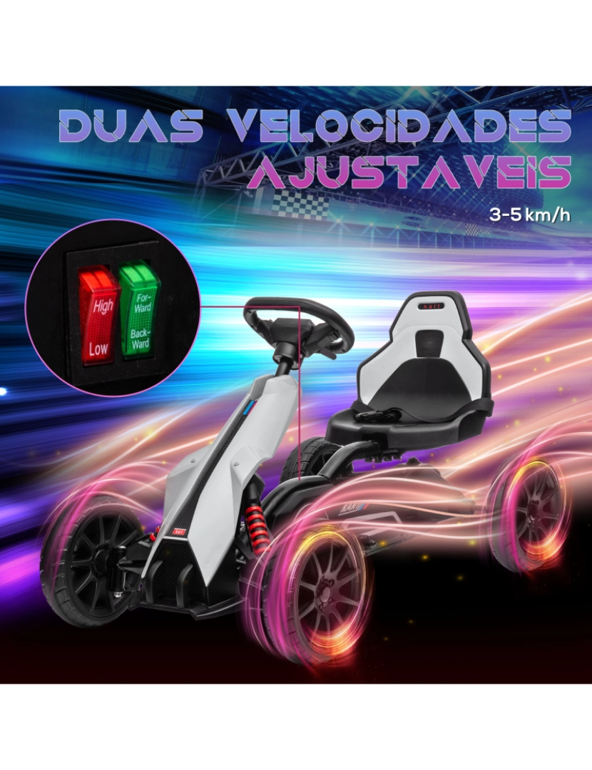 imagem de Kart Elétrico para Crianças 100x58x58,5cm cor branco 370-288V90WT5