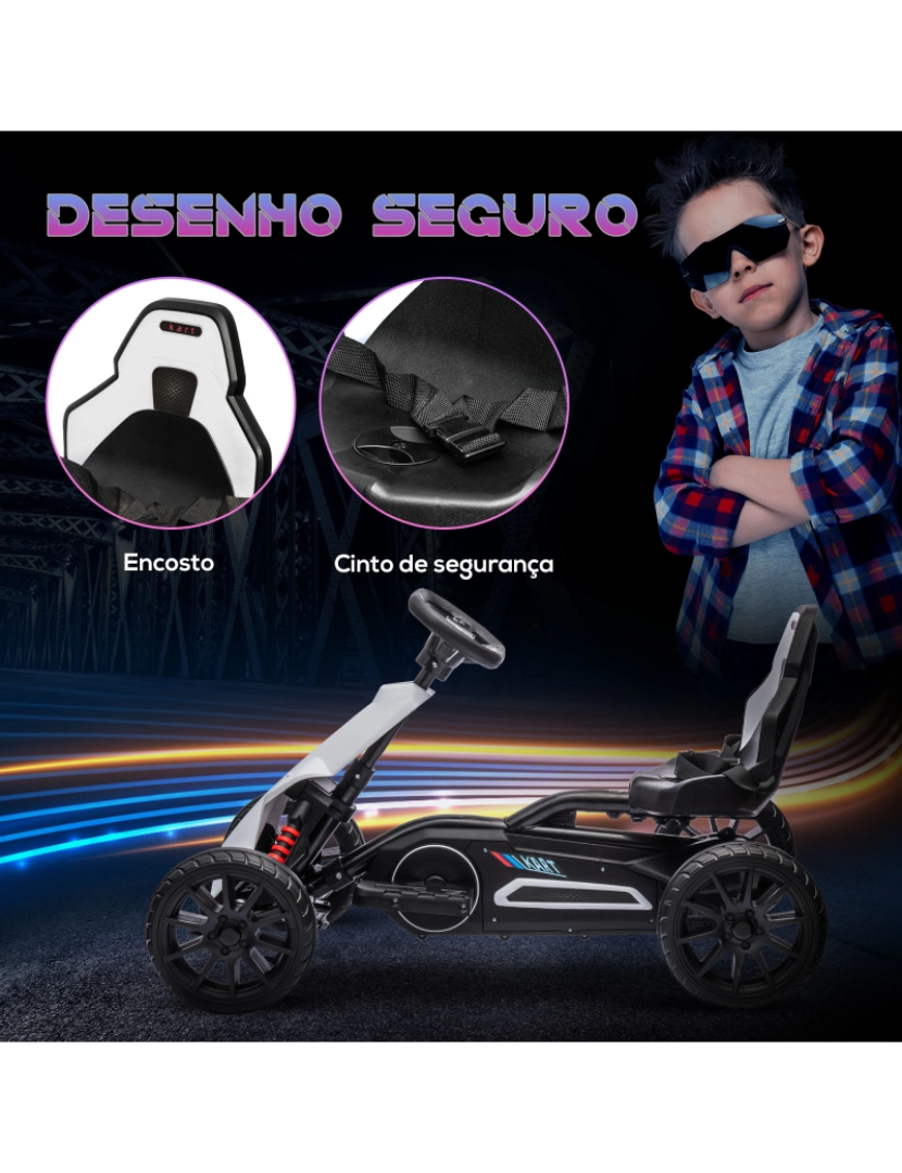 imagem de Kart Elétrico para Crianças 100x58x58,5cm cor branco 370-288V90WT6