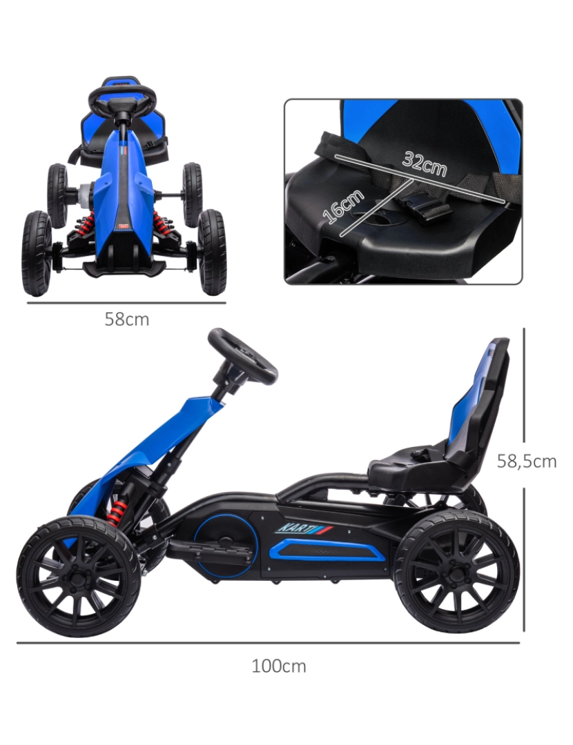 imagem de Kart Elétrico para Crianças 100x58x58,5cm cor azul 370-288V90BU3