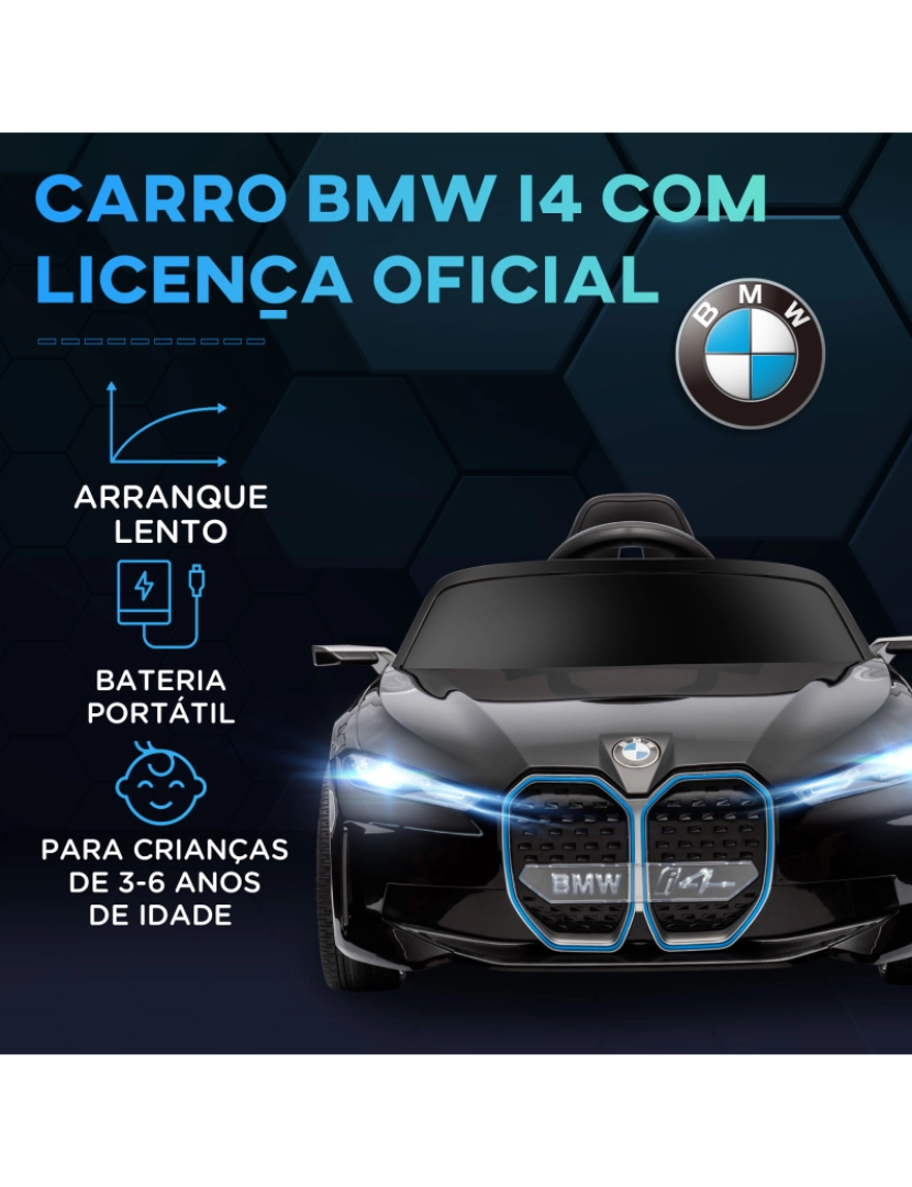 imagem de Carro Elétrico para Crianças 115x67x45cm cor preto 370-294V90BK4