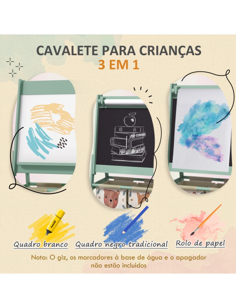 imagem de Cavalete para Crianças 54x46,5x93cm cor verde 3B0-011V80GN4