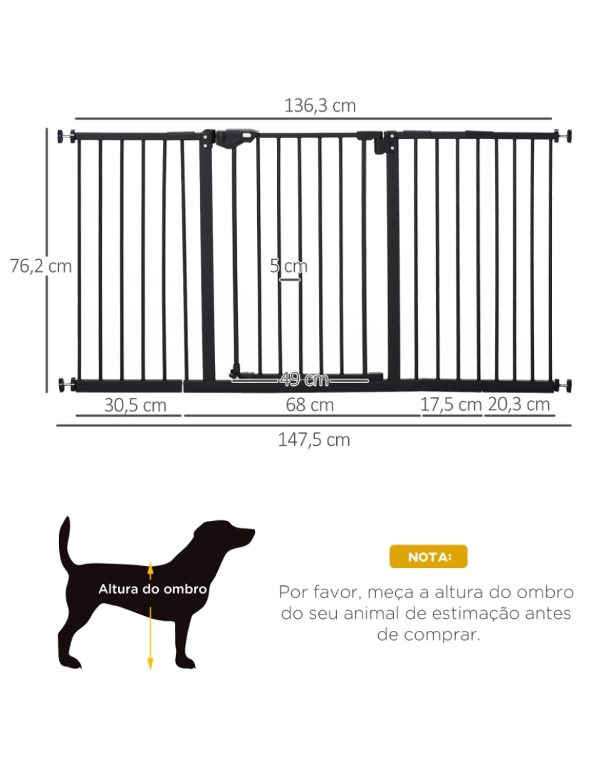 imagem de Barreira de Segurança Extensível 74-147,5x76,2cm cor preto D06-0963