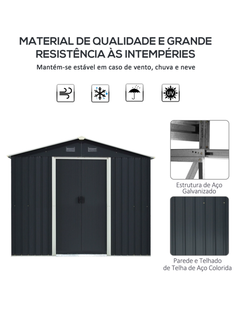 imagem de Abrigo de Armazenamento 236x174x190cm cor cinzento 845-429GY4