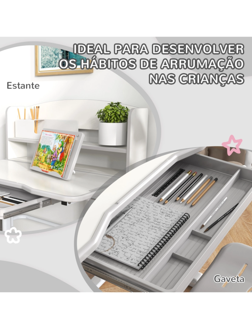 imagem de Conjunto de Secretária e Cadeira 80x54,5x82-104cm cor cinzento 312-106V80GY5