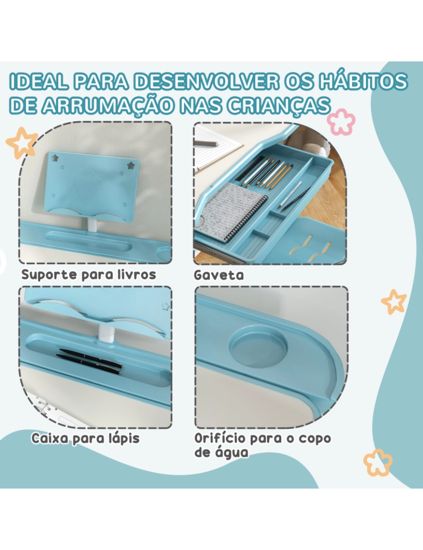 imagem de Conjunto de Secretária e Cadeira 80x49,5x82-104cm cor azul 312-108V80BU5