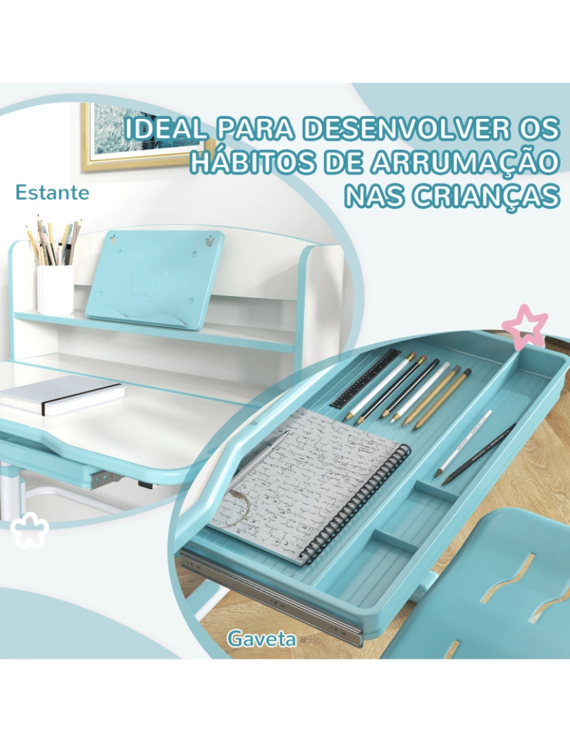 imagem de Conjunto de Secretária e Cadeira 80x54,5x82-104cm cor azul 312-106V80BU5