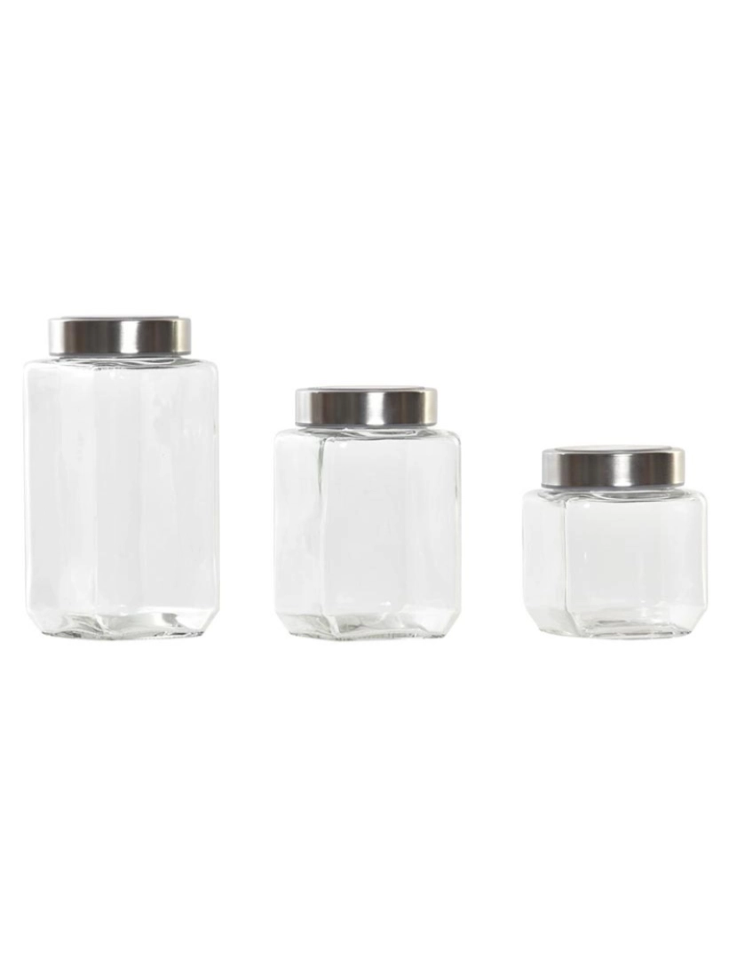 DKD Home - Conjunto de 3 Potes DKD Home Decor 750 ml 8,5 x 8,5 x 18 cm