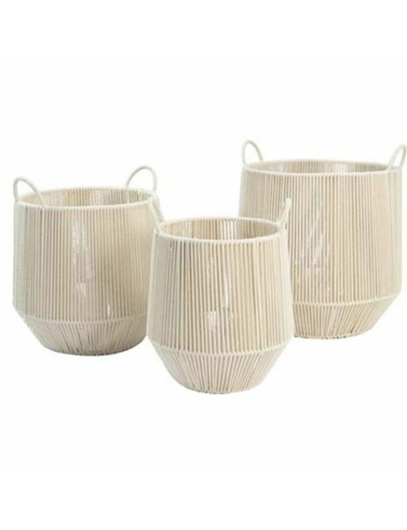 DKD Home - Conjunto de Cestas Decor Bege Metal 3 Peças