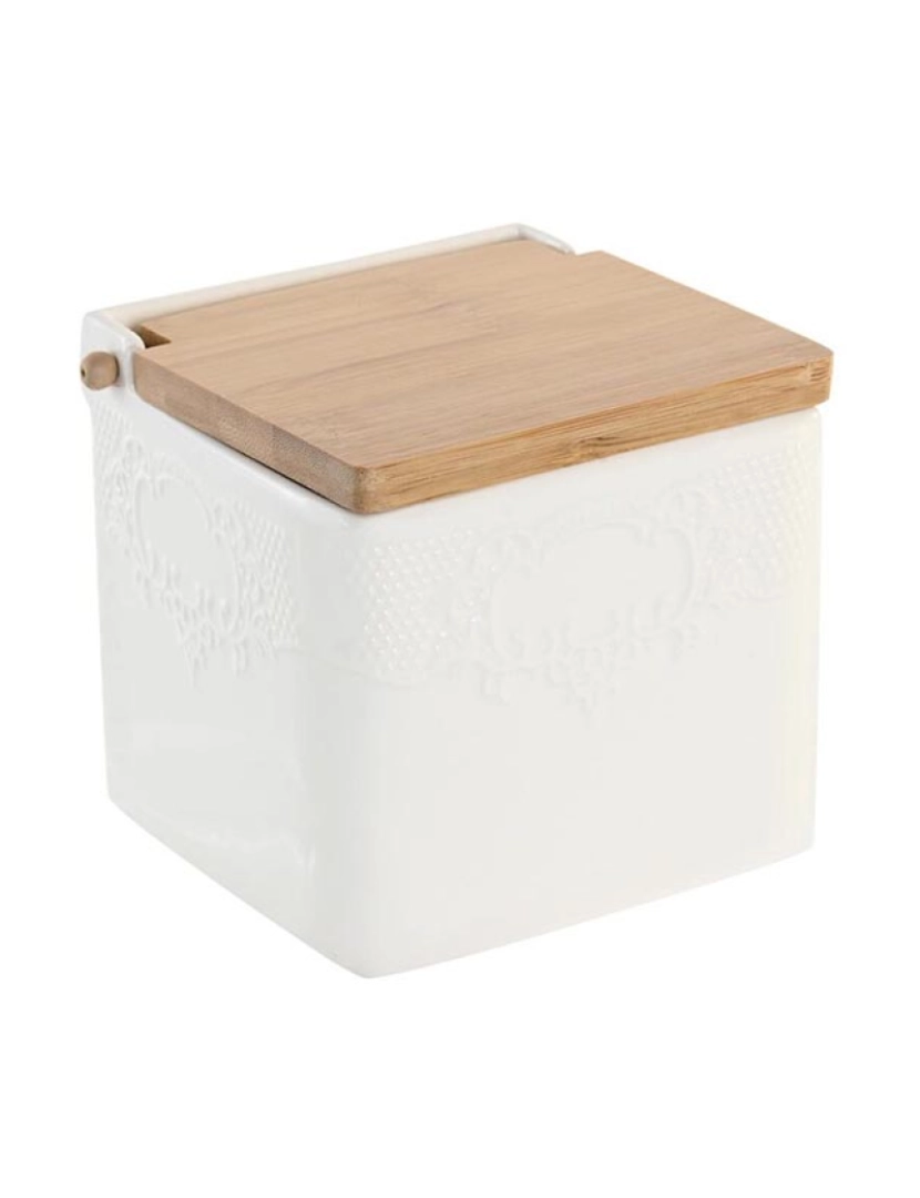 DKD Home - Saleiro com Tampa DKD Home Decor 10,5 x 9 x 9 cm Natural Porcelana Branco