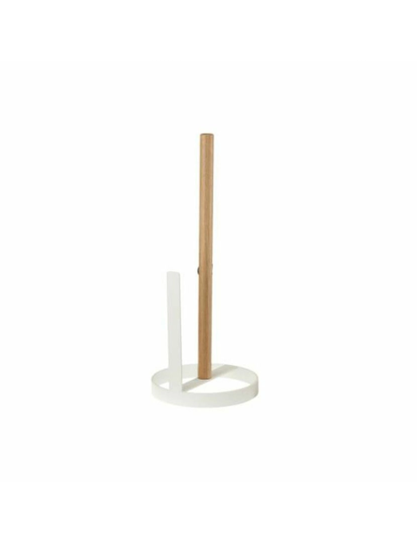 DKD Home - Suporte para Rolos de Papel de Cozinha DKD Home Decor 13 x 13 x 31,5 cm Natural Metal Branco Pinheiro