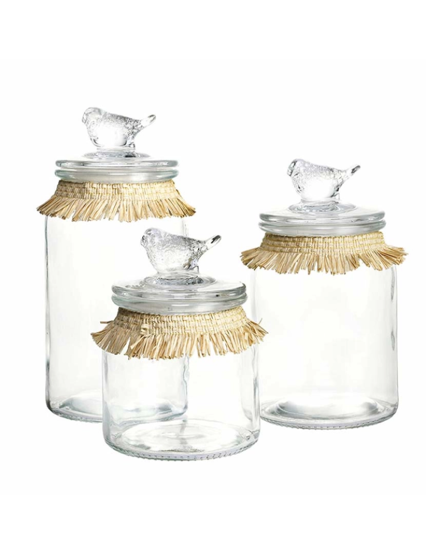 DKD Home - Conjunto de 3 Potes Decor Cristal Natural Transparente