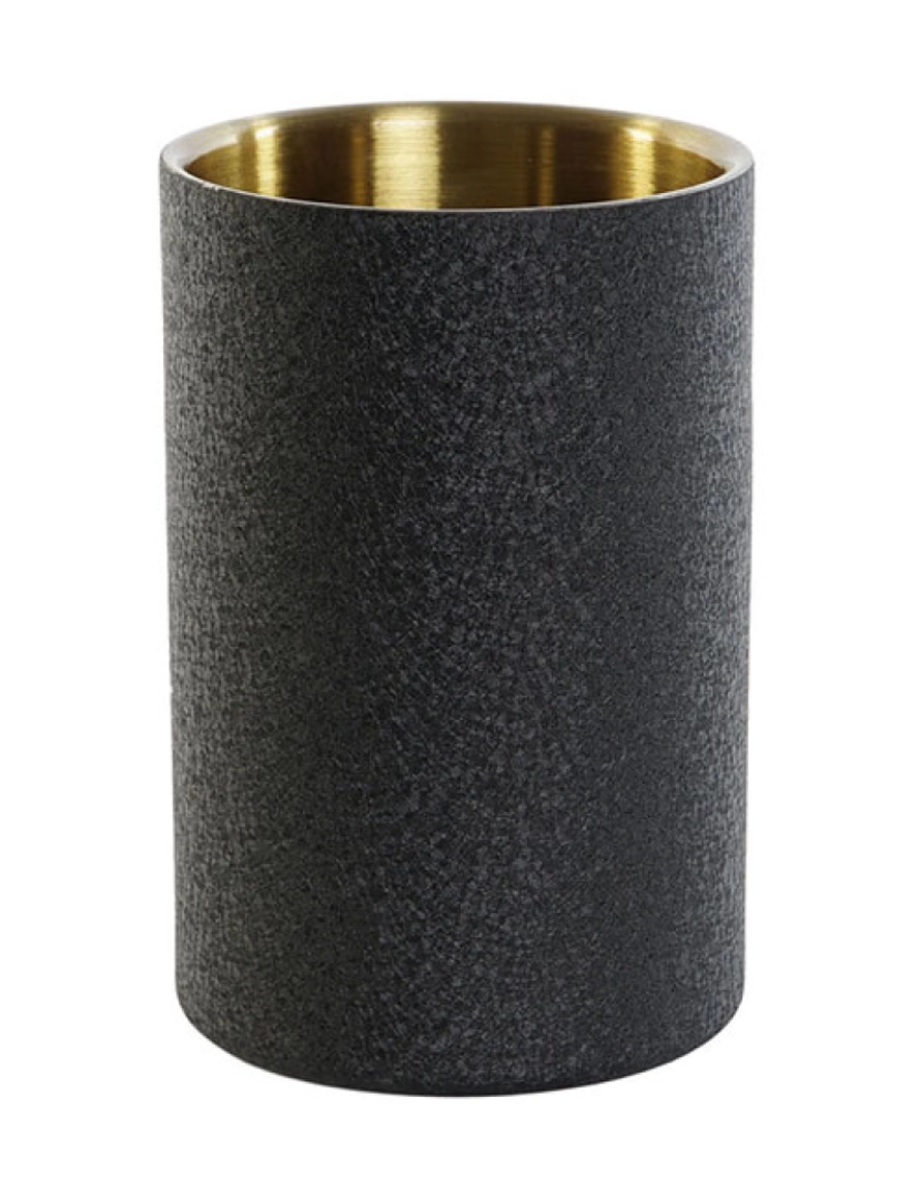 DKD Home - Arrefecedor de Garrafas DKD Home Decor Preto Dourado Aço inoxidável 12 x 12 x 18 cm