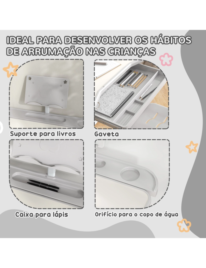 imagem de Conjunto de Secretária e Cadeira 80x49,5x82-104cm cor cinzento 312-108V80GY5