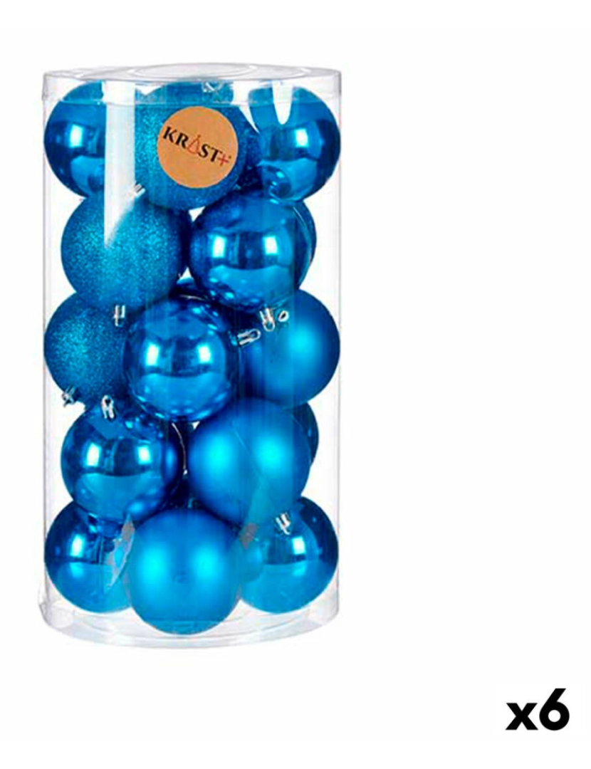 BB - Conjunto Bolas de Natal Azul Plástico 8x9x8 cm 6 un