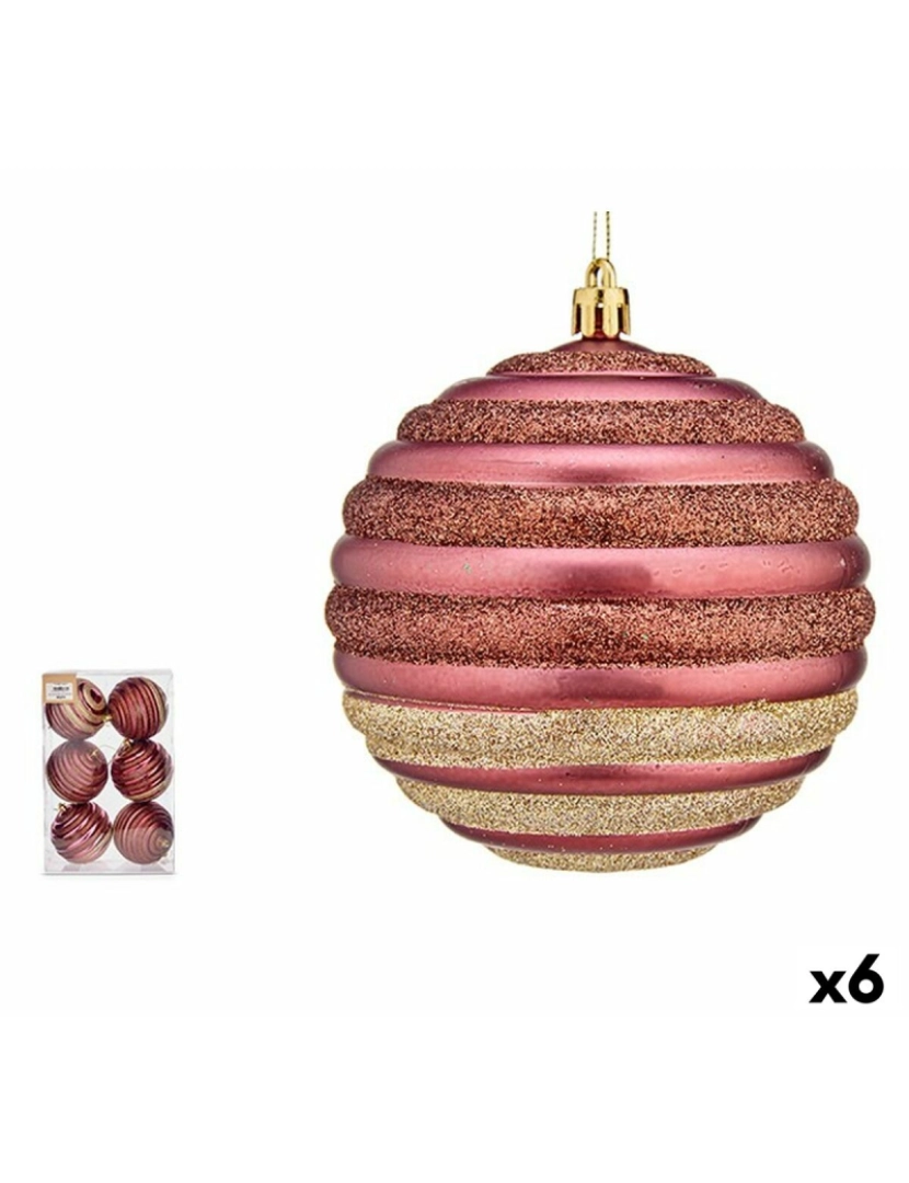 BB - Conjunto Bolas de Natal Círculos Rosa Plástico 10x11x10 cm 6 un